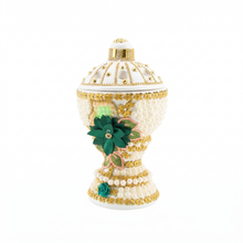 Large White-Gold Traditional Clay Incense Burner - Dark Green Design
