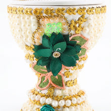 Large White-Gold Traditional Clay Incense Burner - Dark Green Design