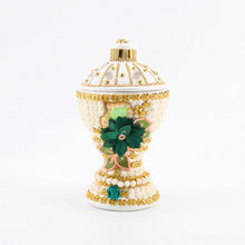 Large White-Gold Traditional Clay Incense Burner - Dark Green Design