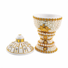 Large White-Gold Traditional Clay Incense Burner - Orange Sunflower