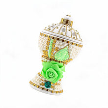 Large White-Gold Traditional Clay Incense Burner - Light Green Rose