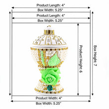 Large White-Gold Traditional Clay Incense Burner - Light Green Rose