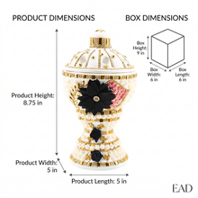 Large White-Gold Traditional Clay Incense Burner - Black-Pink Design