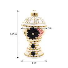 Large White-Gold Traditional Clay Incense Burner - Black-Pink Design