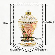 Large White-Gold Traditional Clay Incense Burner - Yellow-Green-Pink Design