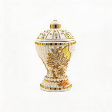 Large White-Gold Traditional Clay Incense Burner - Beige Design