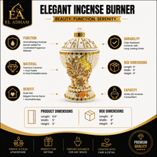Large White-Gold Traditional Clay Incense Burner - Beige Design
