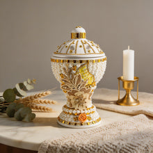 Large White-Gold Traditional Clay Incense Burner - Beige Design