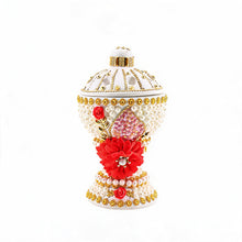 Large White & Gold Traditional Clay Incense Burner with Red Floral Design