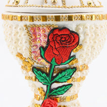 Large White-Gold Traditional Clay Incense Burner - Red Rose