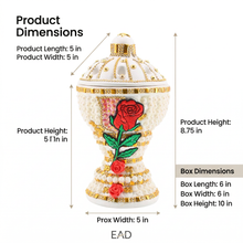 Large White-Gold Traditional Clay Incense Burner - Red Rose