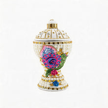 Large White-Gold Traditional Clay Incense Burner - Multi Color Design