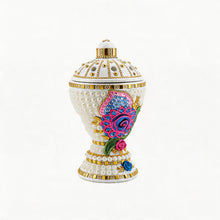 Large White-Gold Traditional Clay Incense Burner - Multi Color Design
