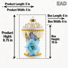 Large White-Gold Traditional Clay Incense Burner - Light Blue Flower