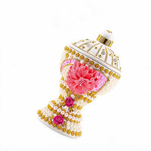 Large White-Gold Traditional Clay Incense Burner - Pink Flower