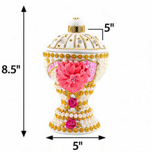 Large White-Gold Traditional Clay Incense Burner - Pink Flower