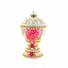 Large White-Gold Traditional Clay Incense Burner - Pink Flower