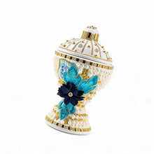 Large White-Gold Traditional Clay Incense Burner - Blue-Gold Flower