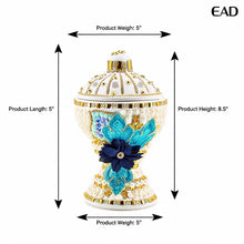 Large White-Gold Traditional Clay Incense Burner - Blue-Gold Flower