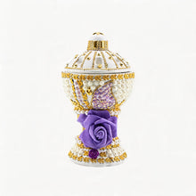 Large White-Gold Traditional Clay Incense Burner - Purple Flower