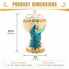Extra Large Traditional Clay Incense Burner – White, Blue & Gold Floral Decorative Mabkhara, 5 x 5 x 8.5 in