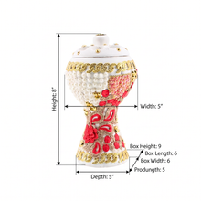 XLarge White-Gold Traditional Clay Incense Burner - Red-Beige Abstract Design