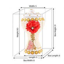 XLarge White-Gold Traditional Clay Incense Burner - Red Flower