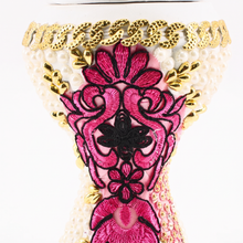 XLarge White-Gold Traditional Clay Incense Burner - Hot Pink-Black Flower