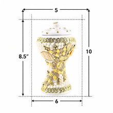 XLarge White-Gold Traditional Clay Incense Burner - Yellow-Beige Floral Design