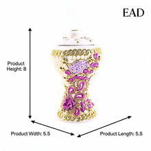 XLarge White-Gold Traditional Clay Incense Burner - Purple-Gold Flower
