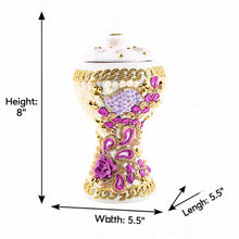 XLarge White-Gold Traditional Clay Incense Burner - Purple-Gold Flower