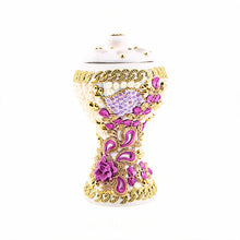 XLarge White-Gold Traditional Clay Incense Burner - Purple-Gold Flower