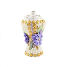 XLarge White-Gold Traditional Clay Incense Burner - Lavender Flower
