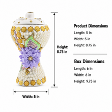 XLarge White-Gold Traditional Clay Incense Burner - Lavender Flower