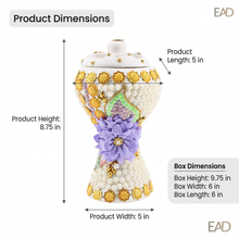 XLarge White-Gold Traditional Clay Incense Burner - Lavender Flower