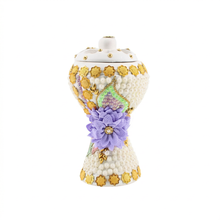 XLarge White-Gold Traditional Clay Incense Burner - Lavender Flower