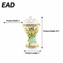 XLarge White-Gold Traditional Clay Incense Burner - Dark Green-Gold Flower
