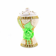 XLarge White-Gold Traditional Clay Incense Burner - Light Green Rose