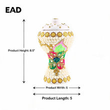 XLarge White-Gold Traditional Clay Incense Burner - Pink-Green Floral Design