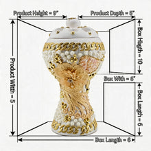 XLarge White-Gold Traditional Clay Incense Burner - Beige Flower