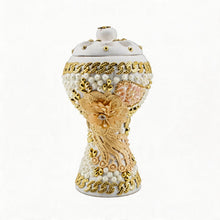 XLarge White-Gold Traditional Clay Incense Burner - Beige Flower