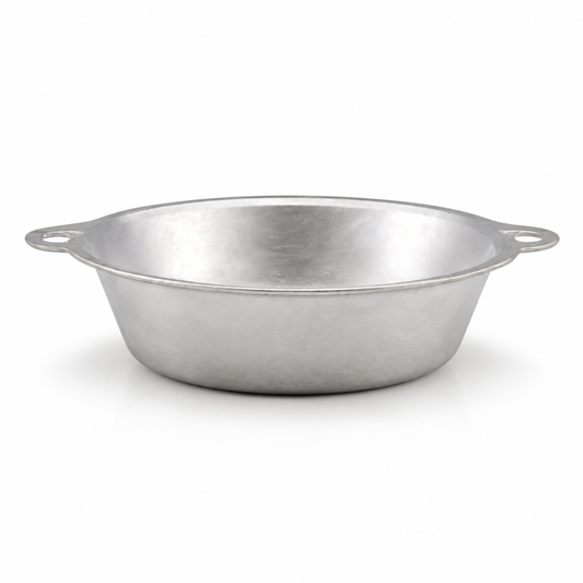 Large Forged Aluminum Boiling Pot – Wide Round Cooking Basin with Side Grip Tabs