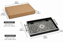 Black & Silver Geometric Mosaic Serving Tray with Chrome Handles