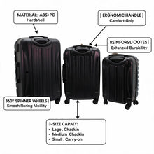Legan Hard Shell Spinner Luggage Set - 3-Piece Travel Suitcase Collection with 360� Wheels - Black