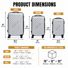 Legan 3-Piece Hard Shell Spinner Luggage Set – Silver Travel Suitcases with 360° Wheels, Large, Medium & Small