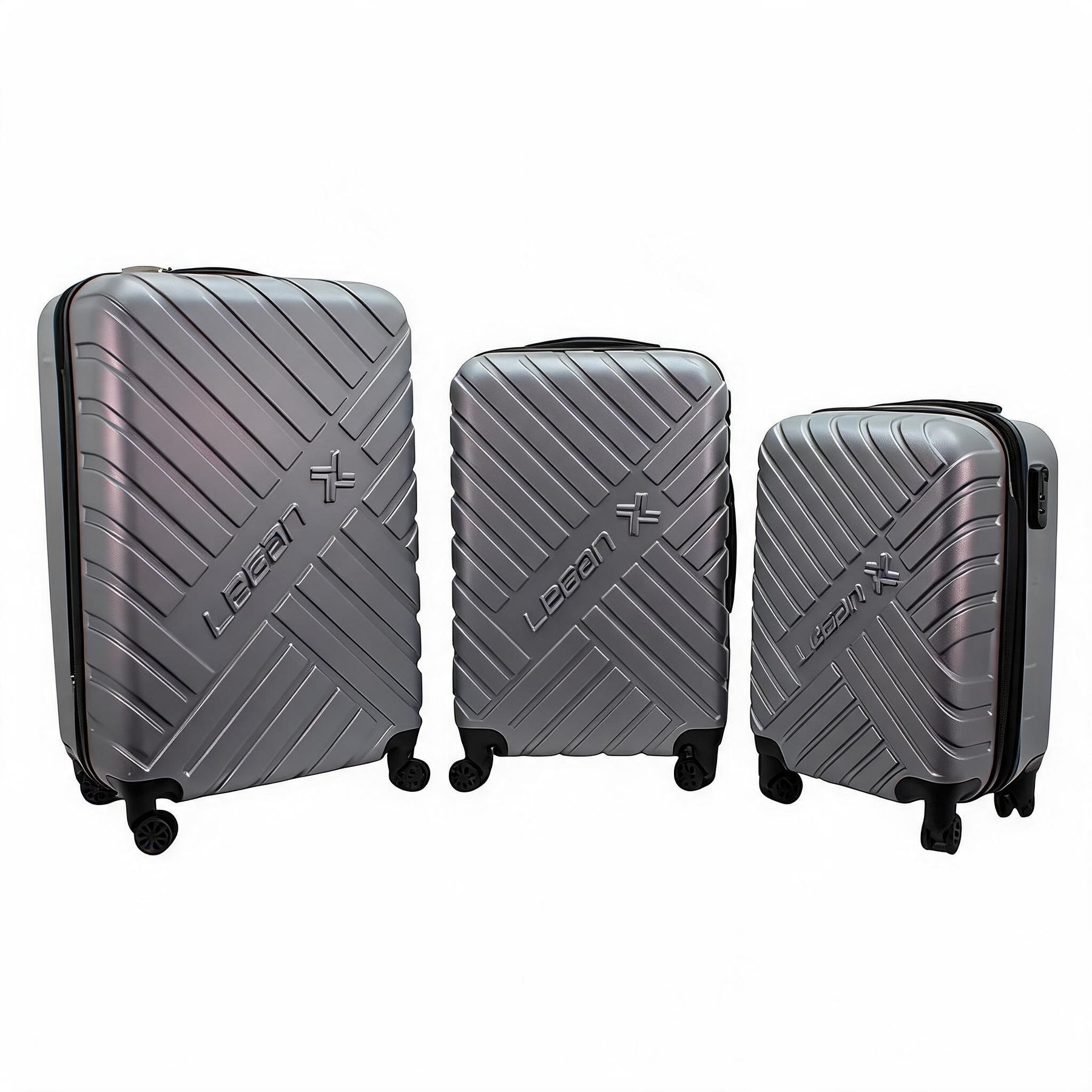 Legan Hard Shell Spinner Luggage Set - 3-Piece Travel Suitcase Collection with 360 Wheels - Gray
