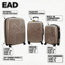 Legan Hard Shell Spinner Luggage Set - 3-Piece Travel Suitcase Collection with 360 Degree Wheels - Gold