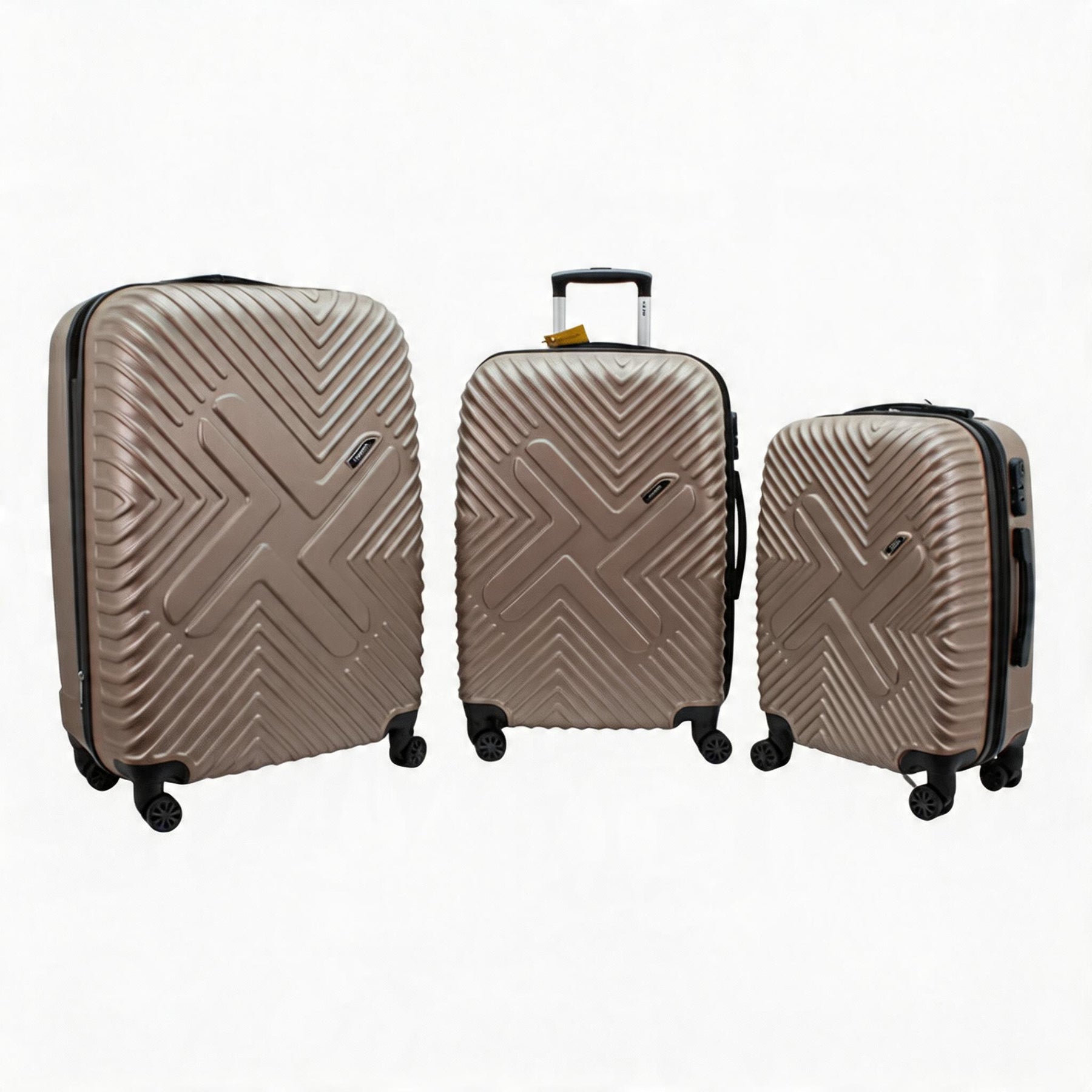 Legan Hard Shell Spinner Luggage Set - 3-Piece Travel Suitcase Collection with 360 Degree Wheels - Gold
