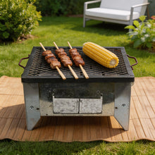 Portable Metal Charcoal Grill with Mesh Grate - Compact Tabletop BBQ Stove