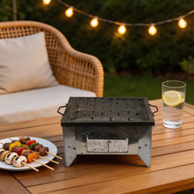 Portable Metal Charcoal Grill with Mesh Grate - Compact Tabletop BBQ Stove